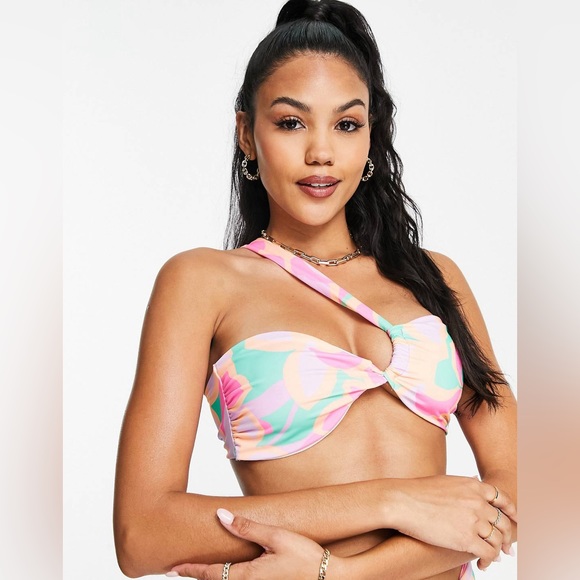 ASOS DESIGN Twist One Shoulder Bikini in Kaleidoscope Print | Size 6 | NWOT - Picture 2 of 4
